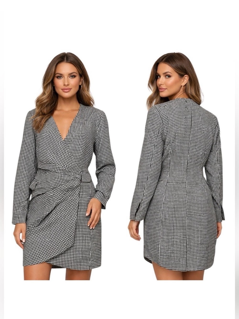 Jason Wu Women’s Houndstooth Asymmetrical Blazer-Style Dress Black White Small